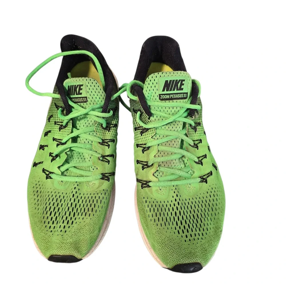 Nike Air Zoom Pegasus 33 Mens Running Shoes Green Black 831352-301‎ Size 11